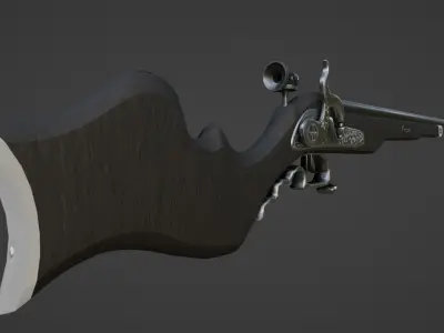 1730 German Percussion Target Rifle Low-poly 3D model