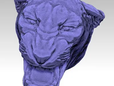 Angry cat tiger puma lion head bust 3D print model