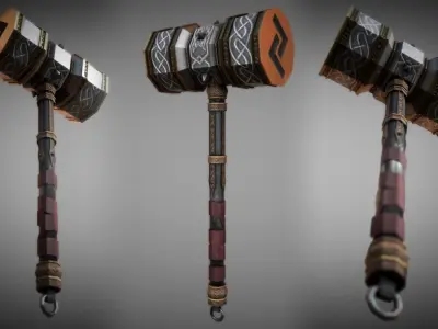 Metal Warhammer 01 Low-poly 3D model