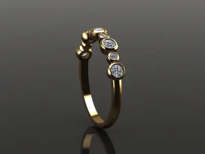 Basket Bezel Cluster Simple Diamond Band Ring 3D print model