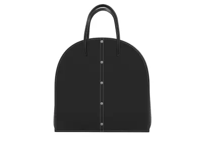Black Leather Half moon Tote Bag 3D model