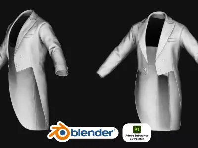 Open Formal Full Dress Tailcoat Low-poly 3D model