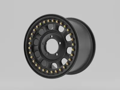 Offroad Tire and Rim Low-poly 3D model