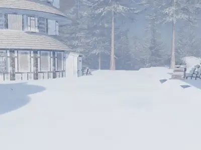 Winter Village By The Water 3D model