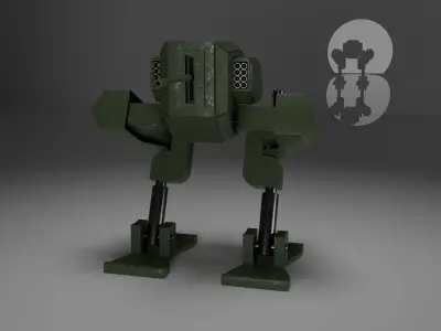 Diesel Punk Walker Tank 001 Low-poly 3D model