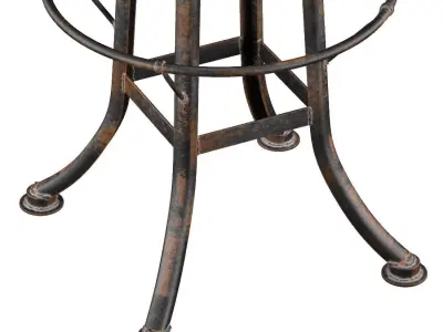 Oleg Industrial loft Iron Base Reclaimed Wood Bar Counter Stool 3D model