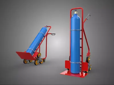 GAS CYLINDER BOTTLE TROLLEY CART CARRIER STAIR CLIMBING 6 WHEELS 3D model