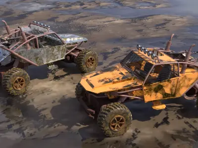 Post-Apocalyptic Off-Road Buggy - PBR Low-poly 3D model