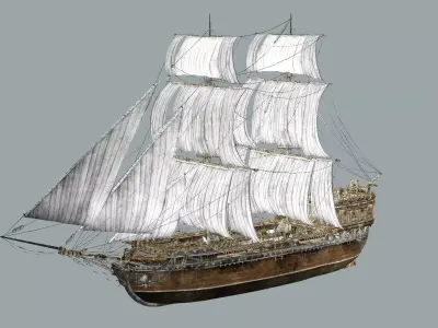Galeon Ship A Low-Poly Game-Ready 3D Model Low-poly 3D model
