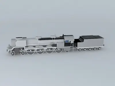 Locomotive silver train Free 3D model