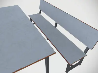 Table Bench Low-poly 3D model
