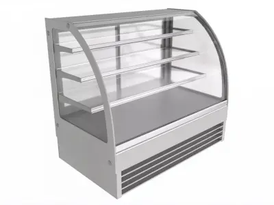 Store cake display shelf with curved glass and cooling 3D model