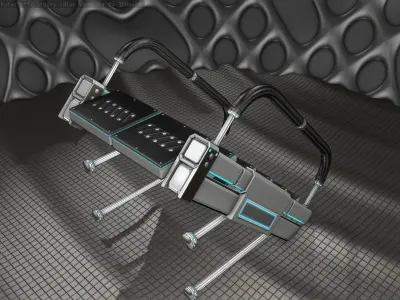 Sci-Fi Stairs - 5 - Silver Blue Neon Light Version  Low-poly 3D model