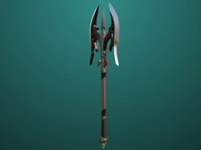 Battle Axe 01 Silver All PBR Unity UE Textures Included Low-poly 3D model