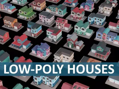 Low Poly 20 Houses Pack - Cartoon  Free low-poly 3D model