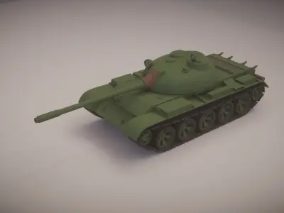 Simple T-55A Tank Low-poly 3D model