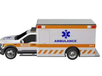 Ambulance Vehicle Low-poly 3D model