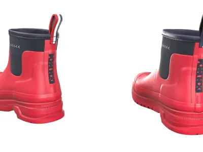 Red Short Rubber Boots 3D model
