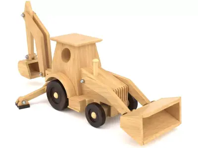 Wooden toy tractor 06 3D model