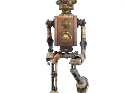 Steampunk robot Free low-poly 3D model