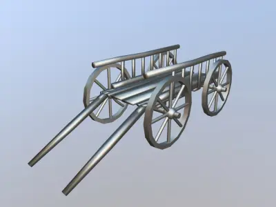 Medieval Cart Low-poly 3D model 4