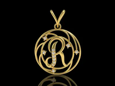 Alphabet R Diamond Pendant 3D print model