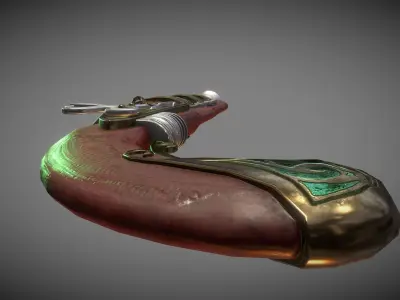 Steampunk CoilLock Pistol Low-poly 3D model