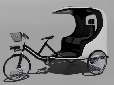 Modern black and white pedicab 3D model
