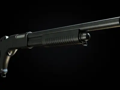 Pump action Shotgun Low-poly 3D model purchase