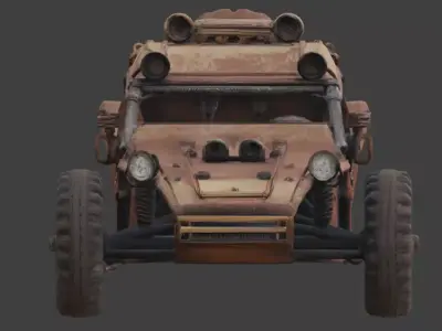 Post-Apocalyptic Raider Skull Buggy model Low-poly 3D model