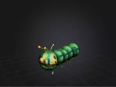 Voxel Caterpillar   Low-poly 3D model