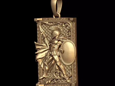 Spartan Warrior Shield Pendant 3D print model