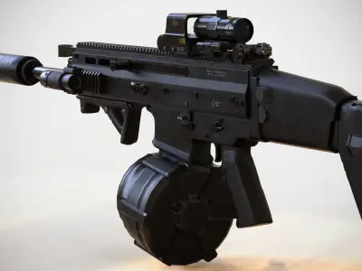 FN SCAR - H - LMG -  With Attachments - Highly Detailed - PBR Low-poly 3D model