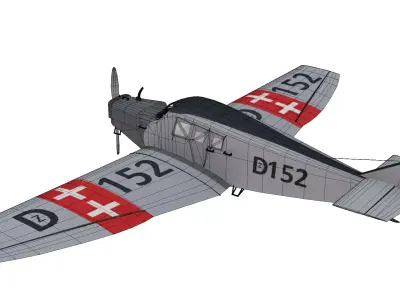 Junkers F 13 Aircraft Low-poly 3D model