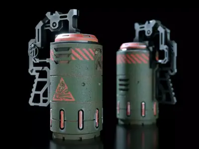 Cyberpunk handheld ultrasonic grenade 3D model