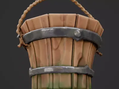 Stylized Bucket Game Ready Model Low-poly 3D model