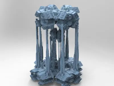 Dark Elven Sci-Fi Dome Arch Tower 3D model