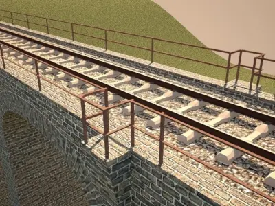 Railway bridge 3D model 6