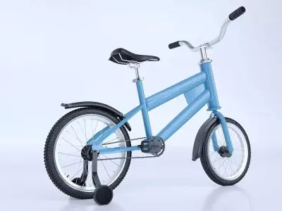 Bicycle with Training Wheel 3D model
