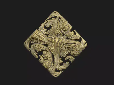 square-charm royal-vintage pendant 3D print model
