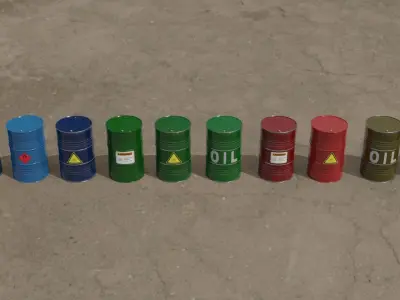 10 Barrel 3D models Low-poly 3D model
