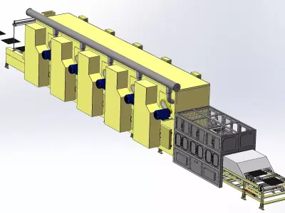 Paint baking production line 3D model