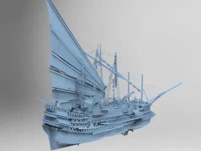 Great Khan Ocean sailor ship Low-poly 3D model