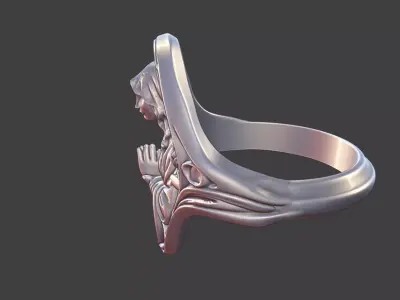 art nouveau praying mother mary virgin maria ring 3D print model