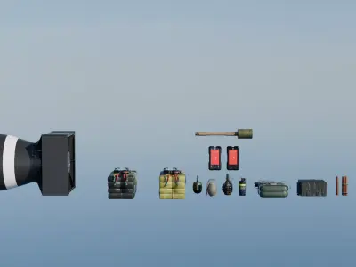 Explosives and Bombs Asset Pack - High Definition 3D Bundle Low-poly 3D model
