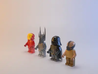 Toy black characters Low-poly 3D model