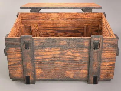 Industrial wooden box Low-poly 3D model