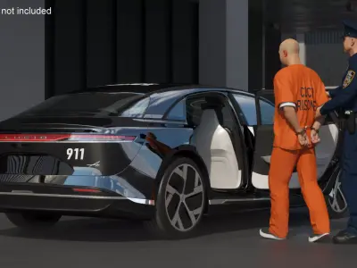 Police Officer with Lucid Patrol Car and Prisoner 3D model