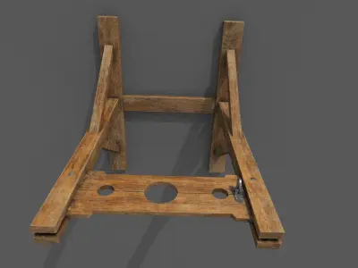Pillory Low-poly 3D model wooden chair Low-poly 3D model