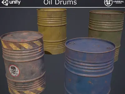 Oil Drums Low-poly 3D model